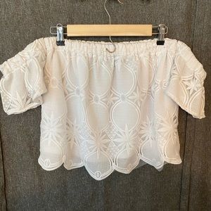 Lace, off-the-shoulder crop top